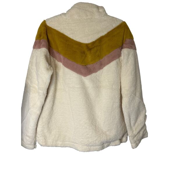 Hem & Thread Women’s Small Sherpa Pullover Cream Chevron Quarter Zip NWT - Picture 3 of 10